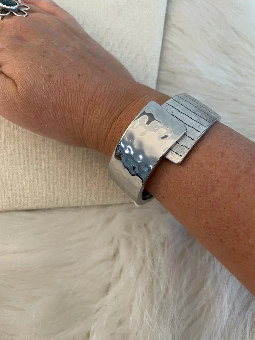 Dona Silver-Tone Hinged Metal Bracelet high quality costume jewelry